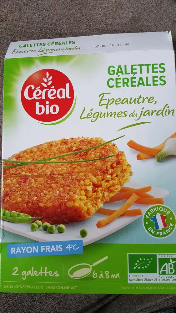 Galettes céréales Epeautre Légumes du Jardin