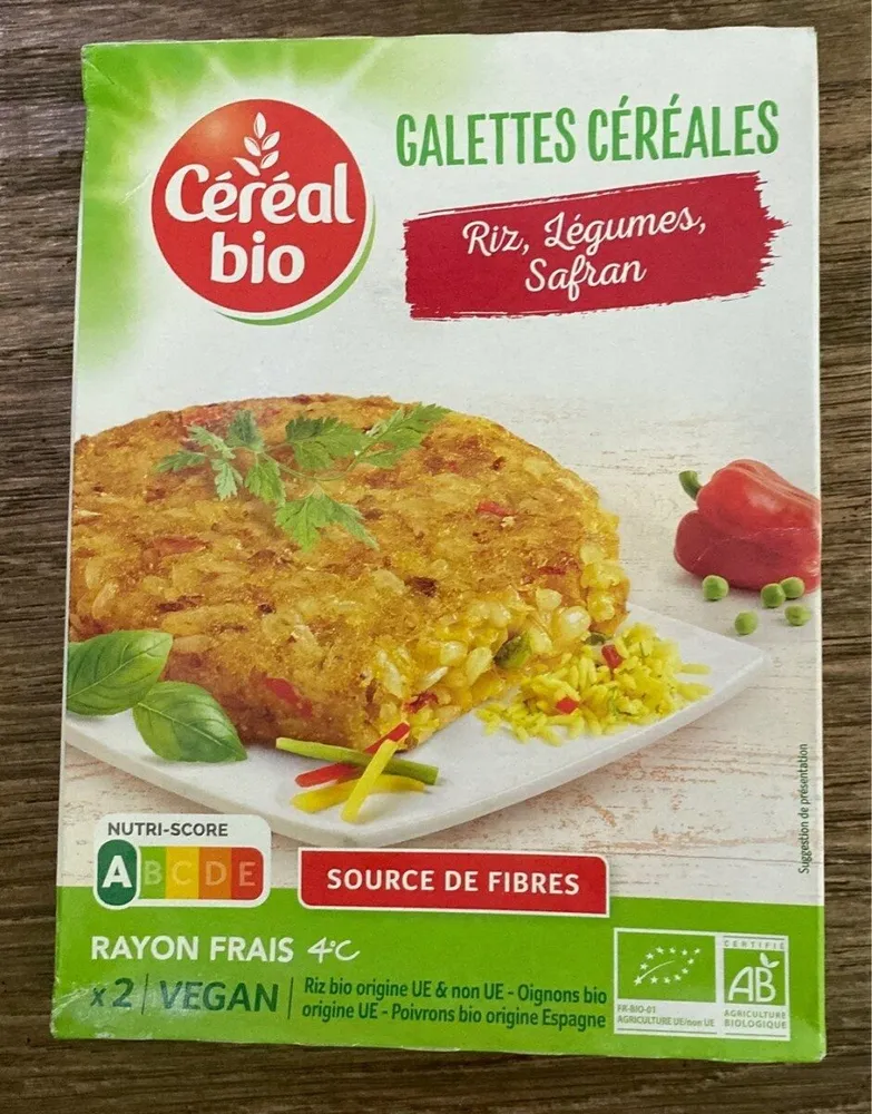 Galettes céréales riz, légumes, safran