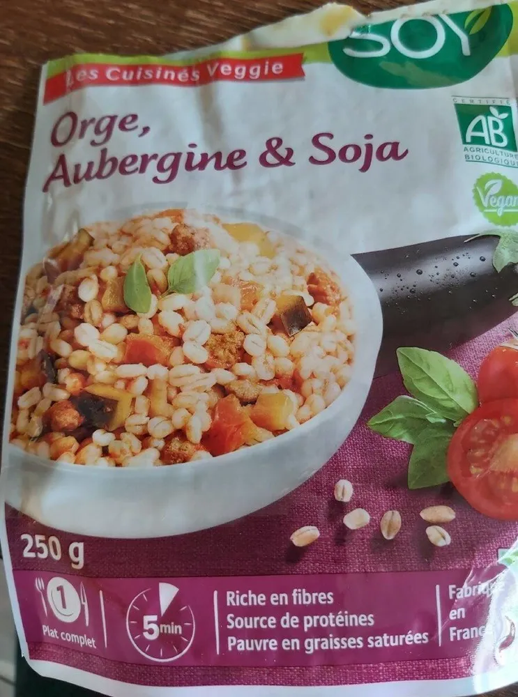 Orge, aubergine et soja