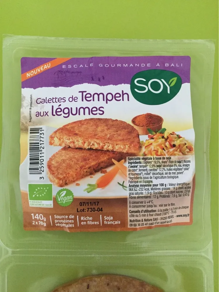 Galettes de Tempeh aux légumes