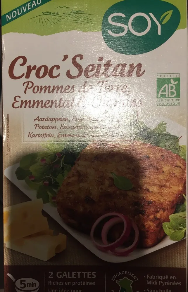 Croc galette seitan pomme de terre emmental oignon