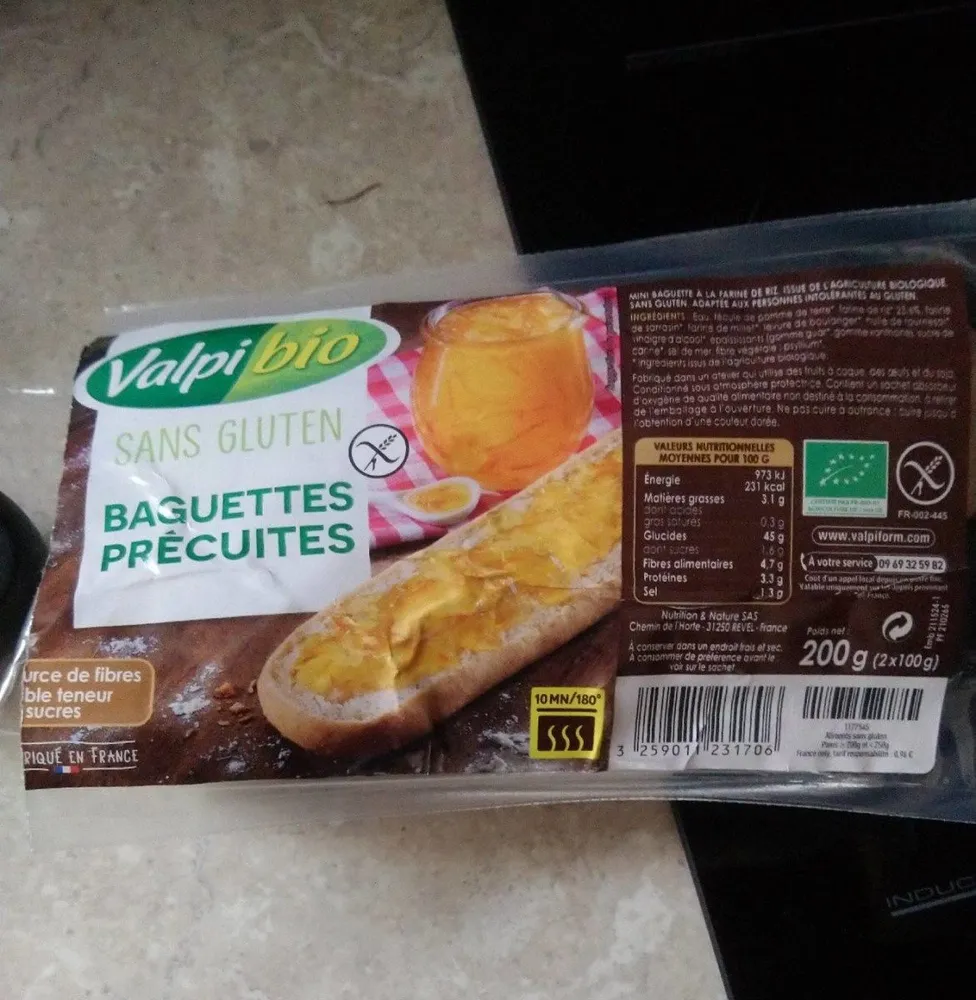 Baguettes précuites sans gluten