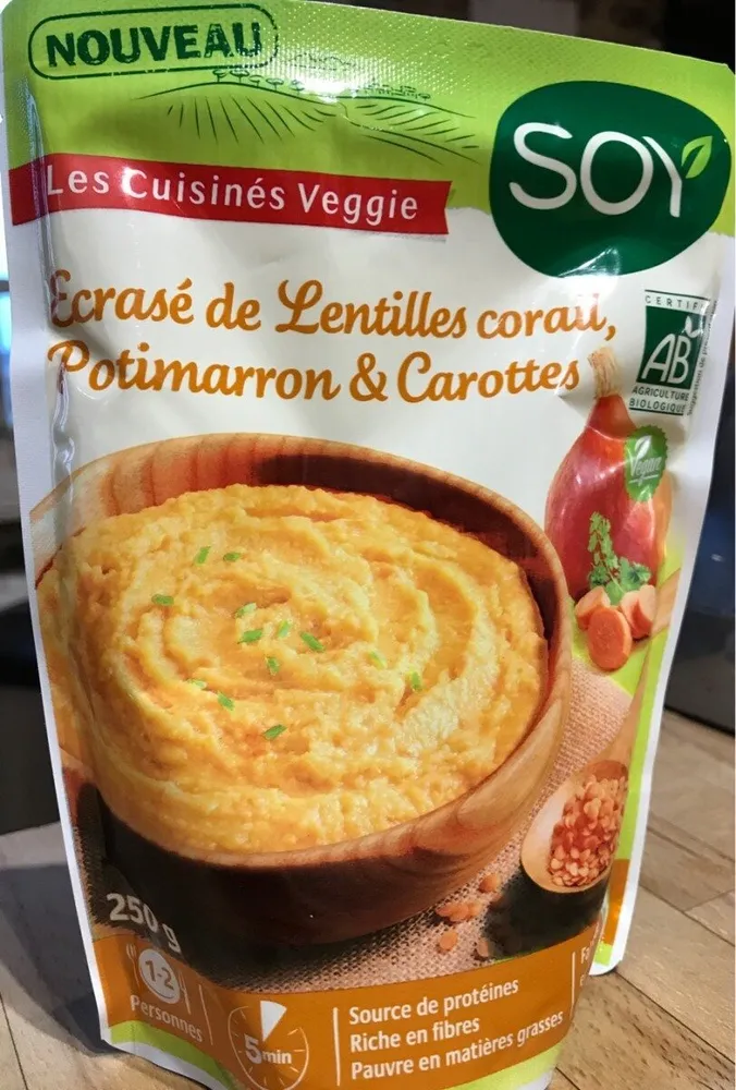 Ecrasé de lentilles corail, potimarron et carottes