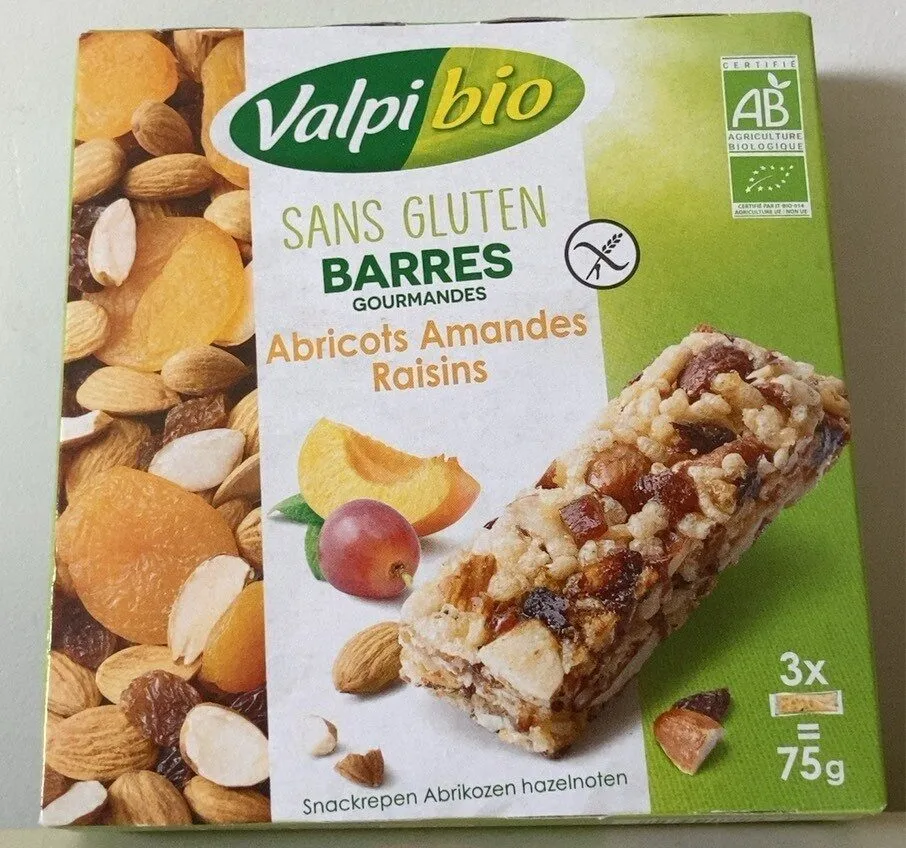 Barres gourmandes abricots amandes raisins
