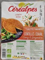 Galette lentilles corail curry gingembre