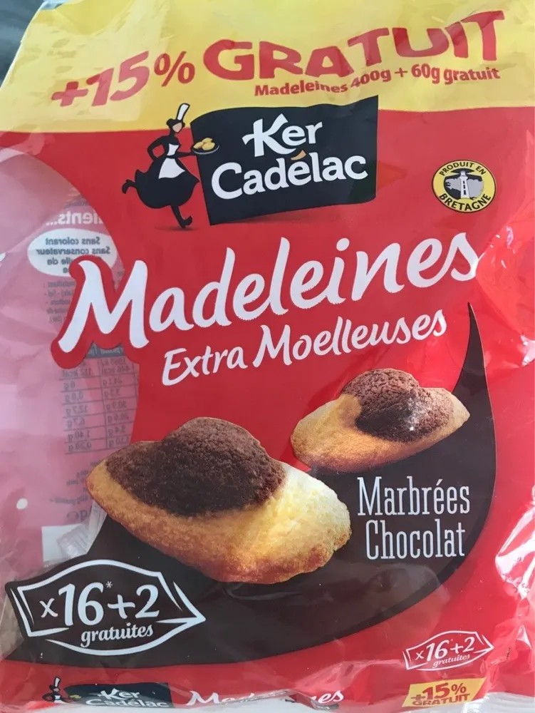 Madeleines Extra Moelleuse Marbrées chocolat
