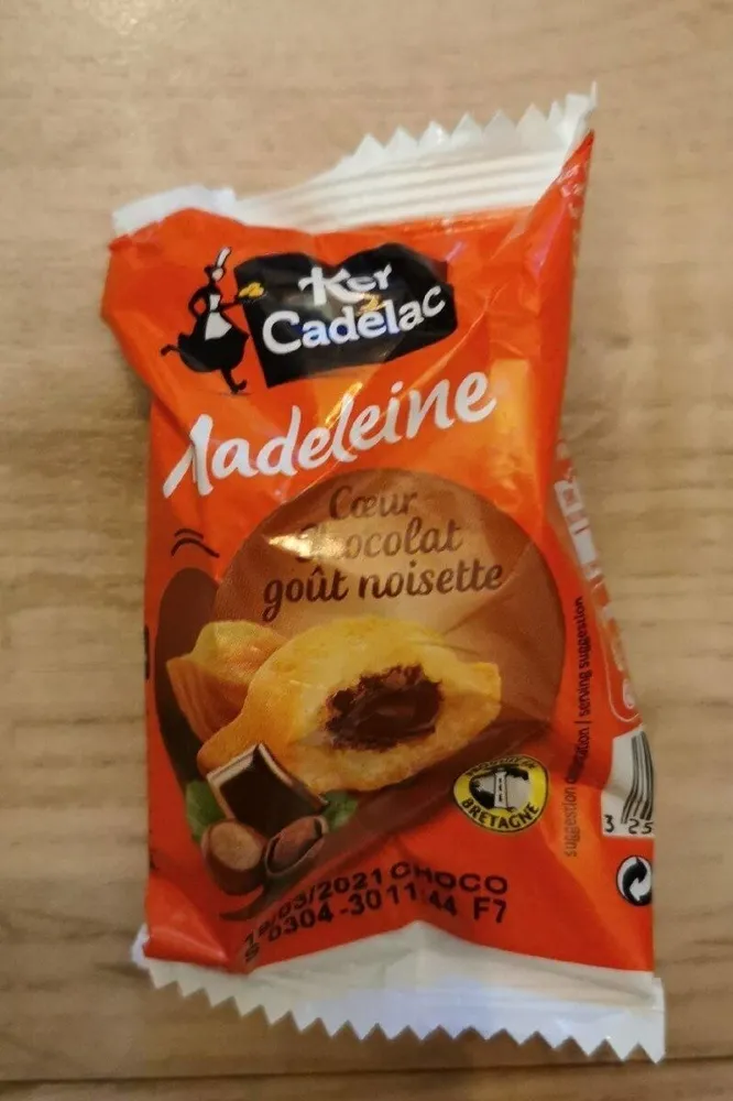 Madeleine cœur chocolat goût noisette