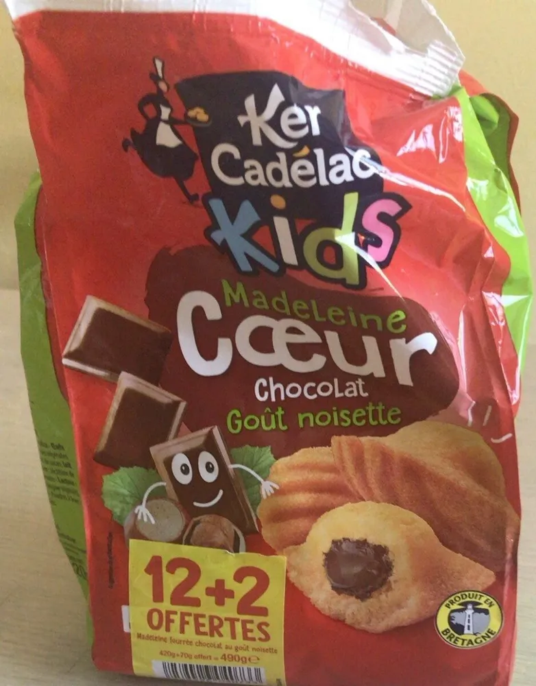 Madeleine coeur chocolat goût noisette