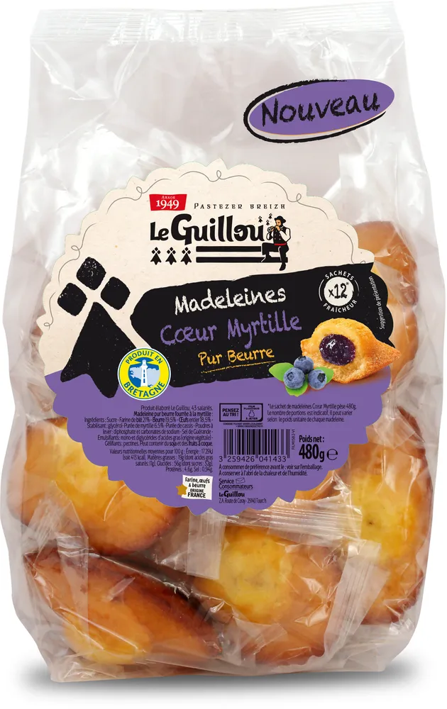 Madeleines cœur myrtille - Le Guillou