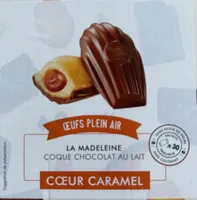 Madeleine coque chocolat au lait coeur caramel