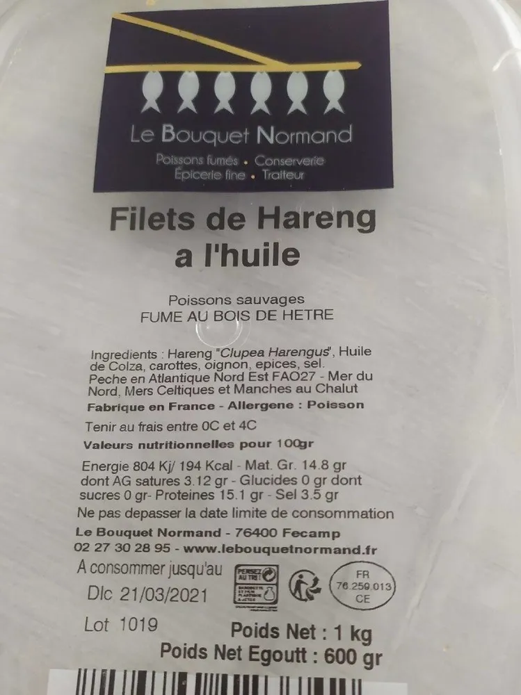 Filets hareng à l'huile