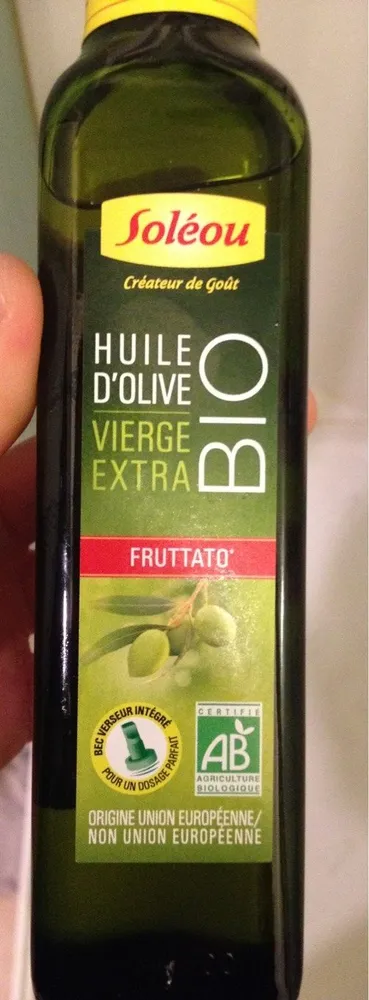 Huile d'olive vierge extra fruttato biologique SOLEOU, bouteille de