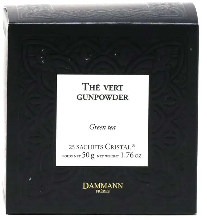 Dammann Freres The Vert Gunpowder Tea - 25 Sachets in Black Box, 1.76oz (50g)