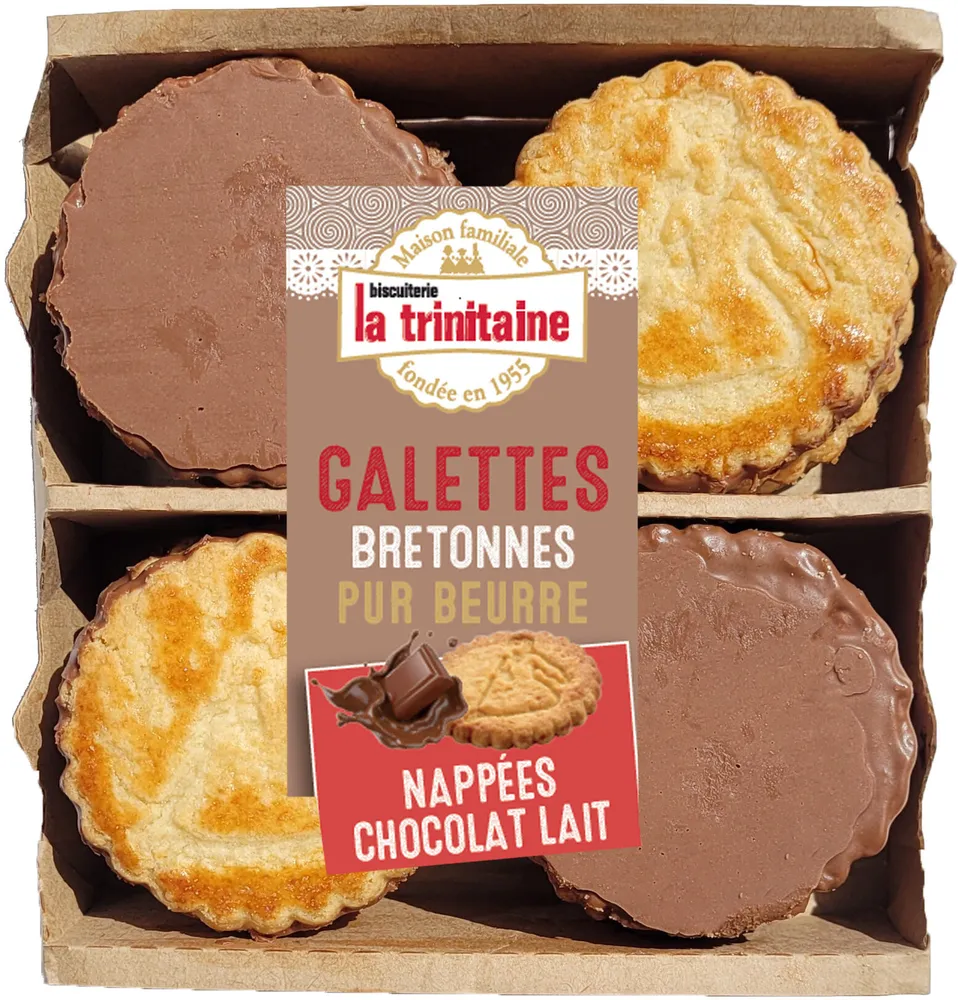 Galettes bretonnes pur beurre nappées de chocolat au lait