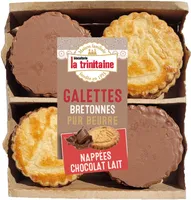 Galettes bretonnes pur beurre nappées de chocolat au lait