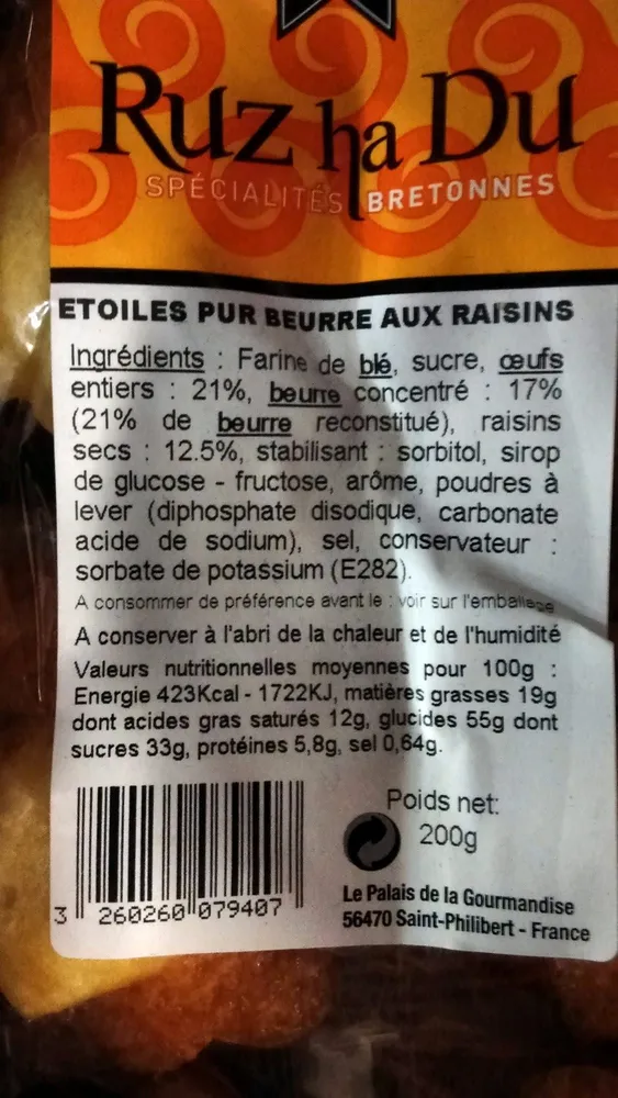 Étoiles pur Beurre aux Raisins