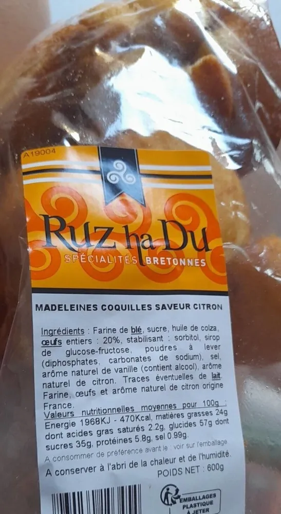 Madeleines coquilles saveur citron