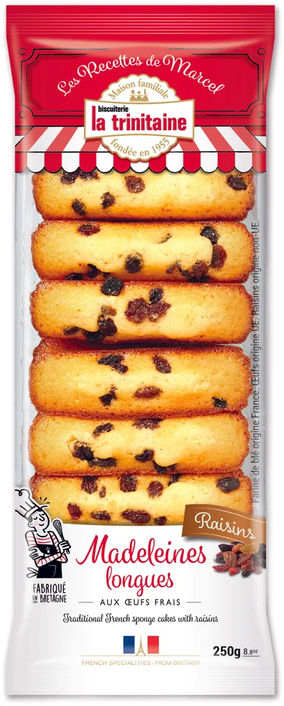 Les madeleines longues aux raisins de Marcel