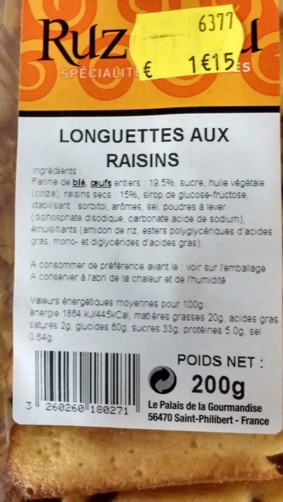 Longuettes aux Raisins