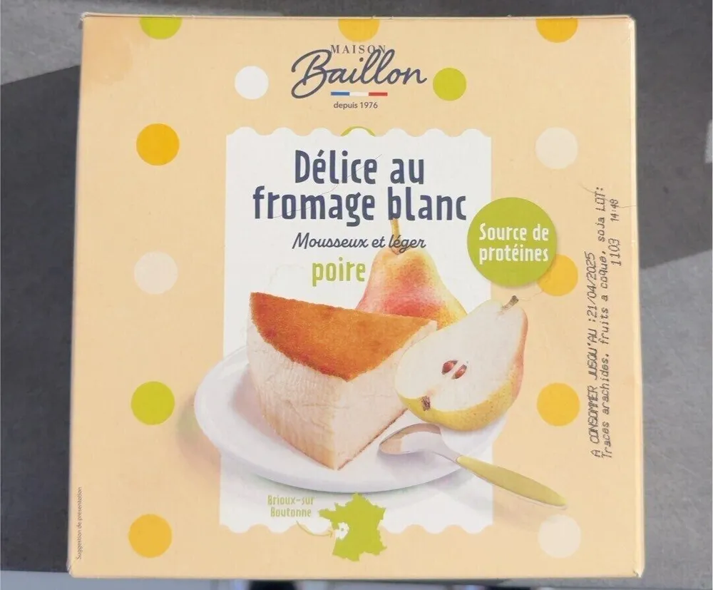 Délice au fromage blanc Mousseux et léger poire