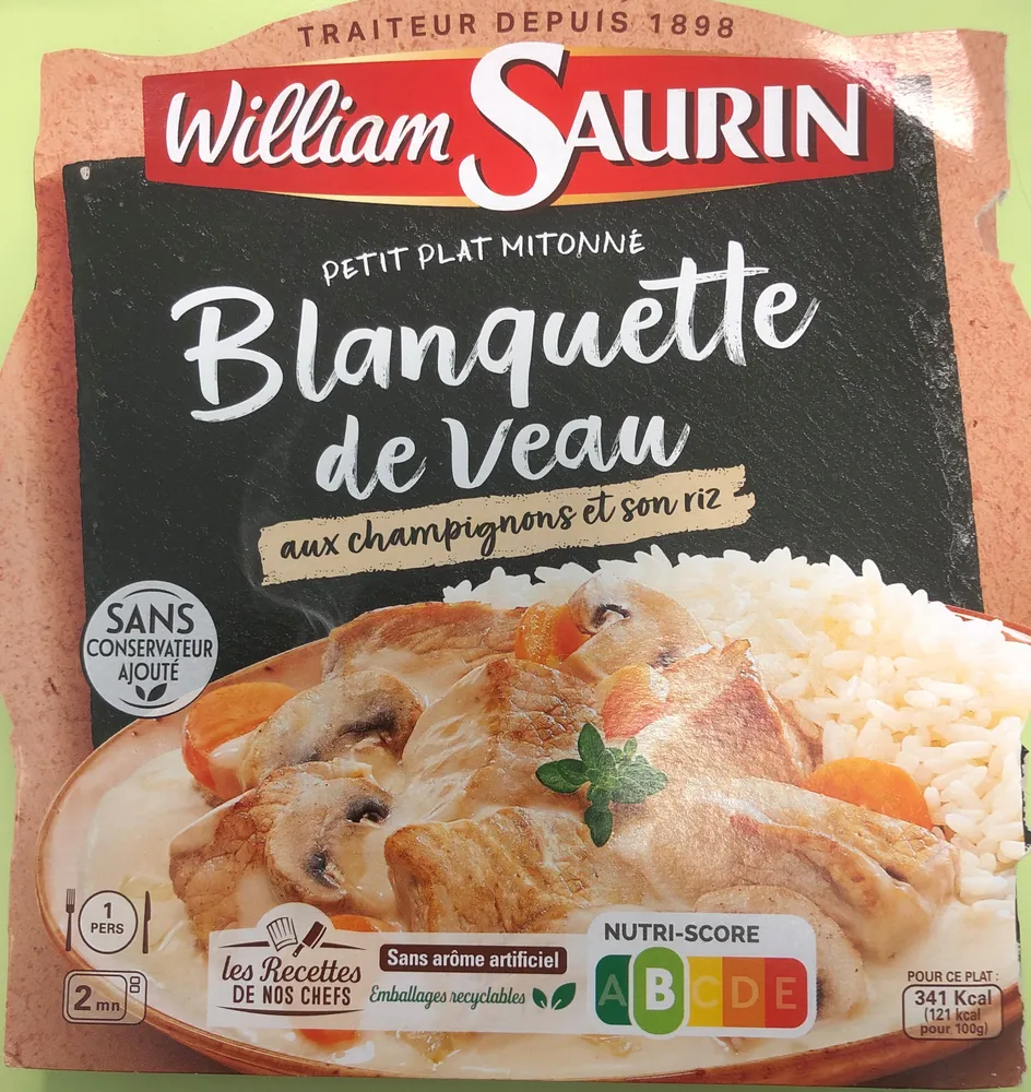 Blanquette de veau aux champignons et son riz