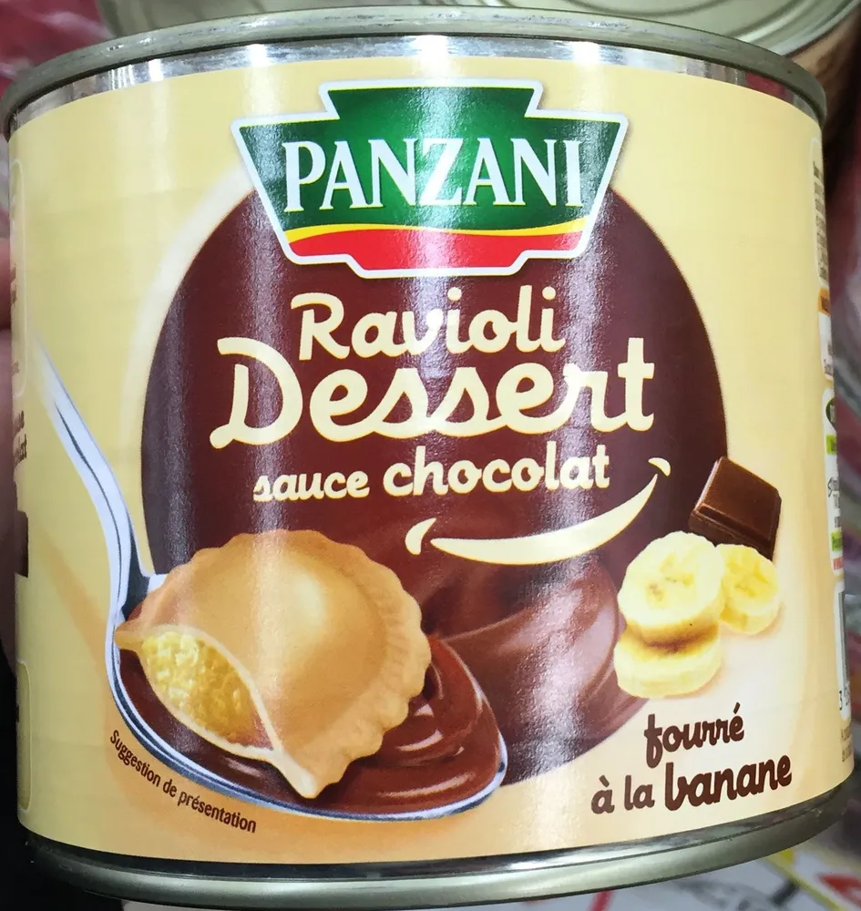 Ravioli dessert sauce chocolat fourré à la banane