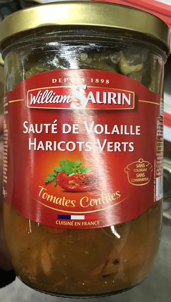 Sauté de volaille haricots verts tomates confites