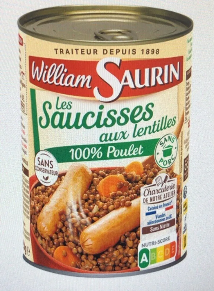 Les Saucisses aux Lentilles 100% Poulet