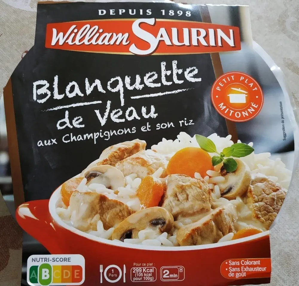Blanquette de veau aux champignons et son riz