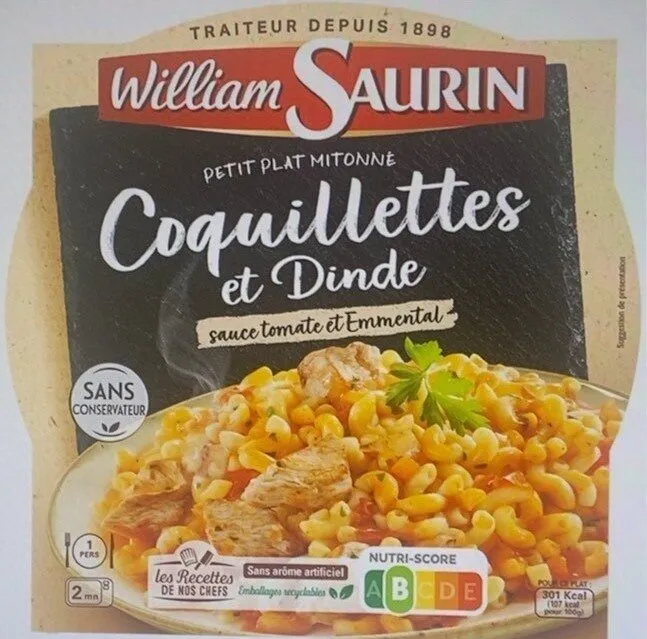 Coquillettes dinde emmental sauce tomate