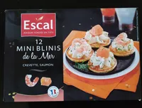 12 mini blinis de la mer crevette, saumon