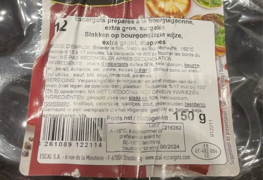 Escagot préparés à la bourguignonne