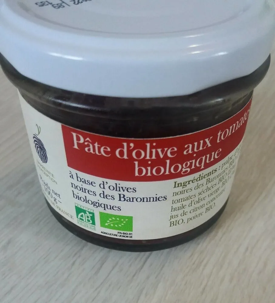 Pâte d'olive aux tomates biologique