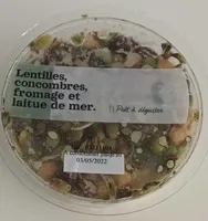 Lentilles concombre fromage et laitue de mer