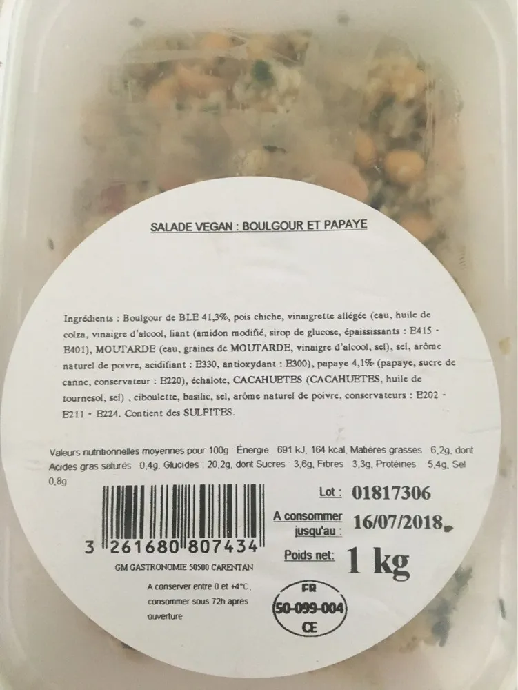 Salade vegan boulgour et papaye