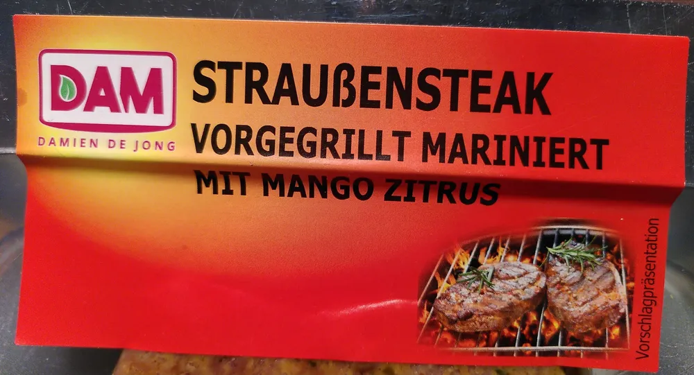 Straußensteak vorgegrillt mariniert mit Mango Zitrus