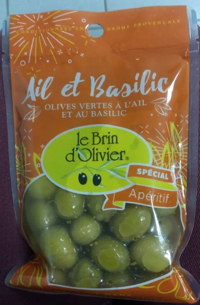 Olives vertes à l'ail et au basilic