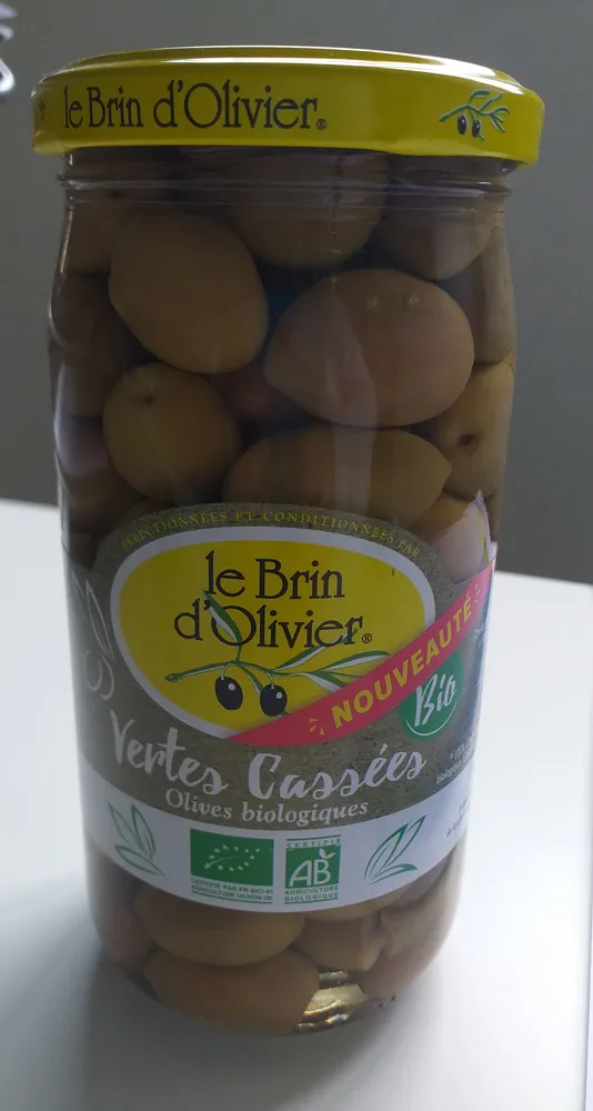 Olives biologiques vertes cassées