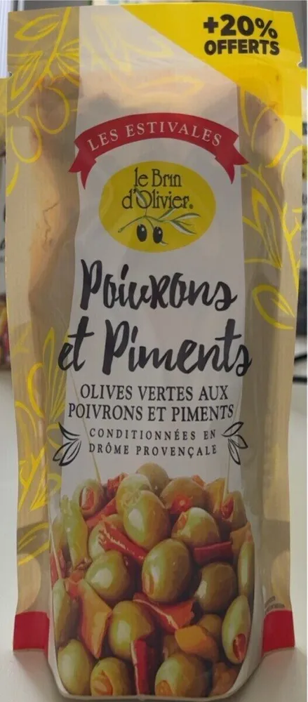 Olives vertes aux poivrons et piments +20% offert
