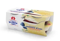 Fromage blanc à la vanille naturelle sur lit myrtille
