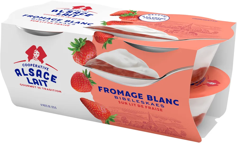Fromage blanc Bibeleskaes sur lit de Fraises