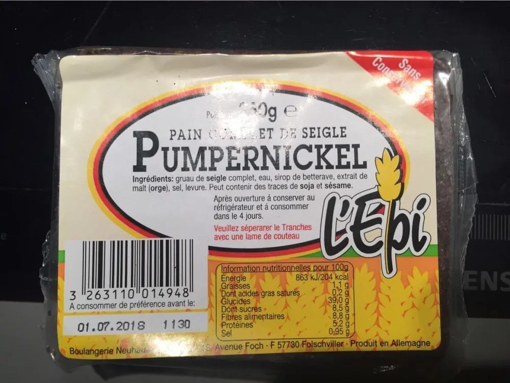 Pain Complet de Seigle Pumpernickel