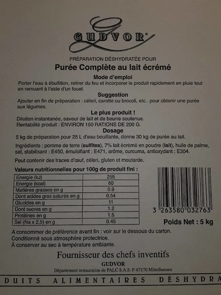 Puree Au Lait A Chaud 5KG !car Gudvor