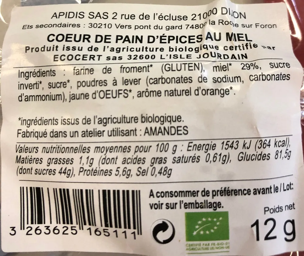 Cœur de pain d'épices au miel