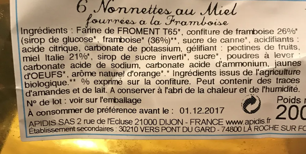 Nonnettes Au Miel Fourrees Framboise