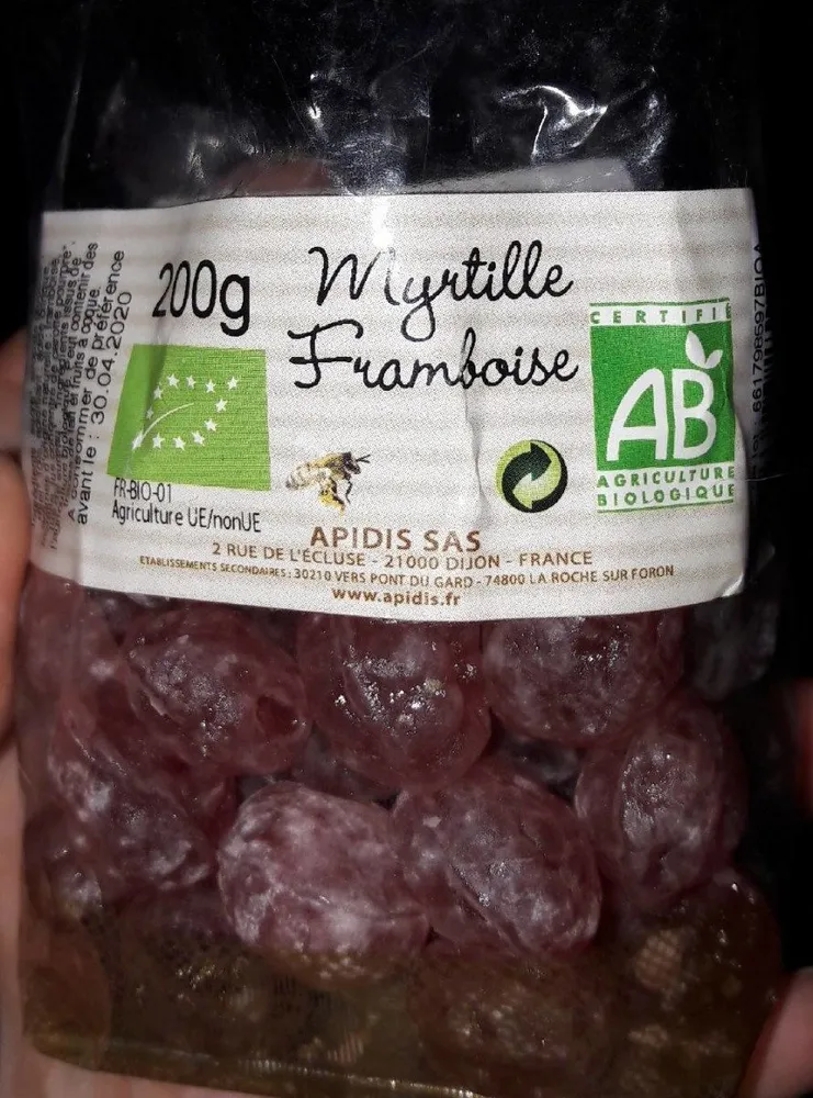 Bonbons au miel myrtille framboise