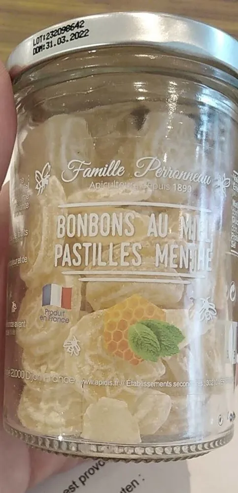 Bonbon au miel et pastilles menthe