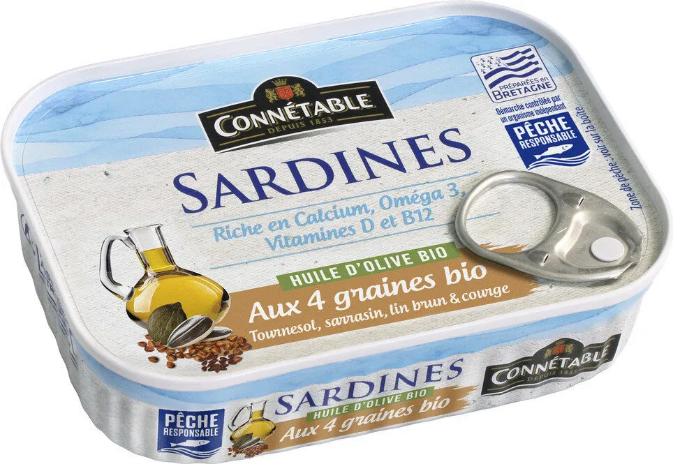 Sardines Pêche Responsable olive Bio 4 graines Bio