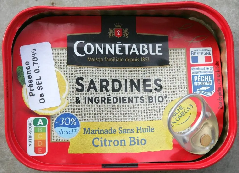 Sardines marinade sans huile citron bio