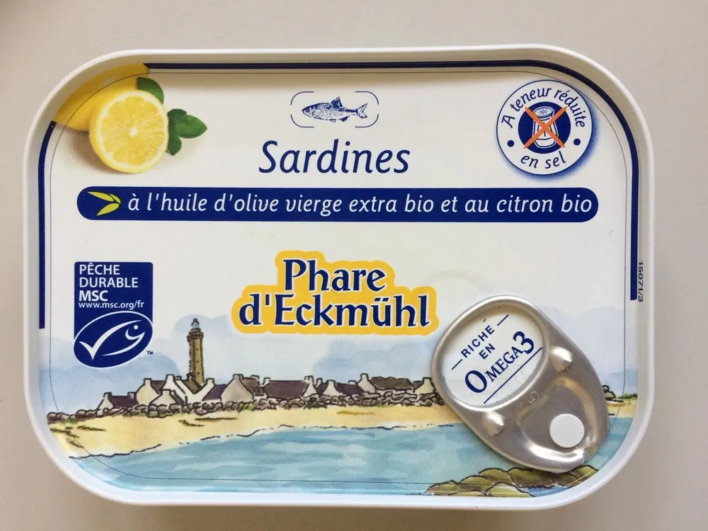 Sardines à l’ huile d’olive vierge extra bio et au citron bio